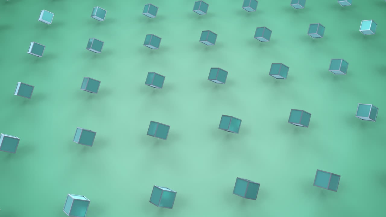 녹색 배경에 움직이는 3d 큐브