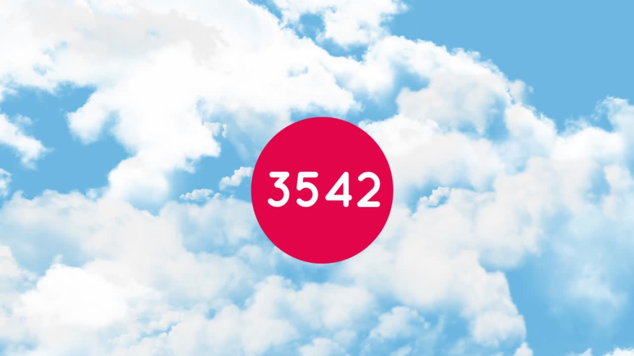 구름과 하늘 위에 자라는 숫자의 애니메이션