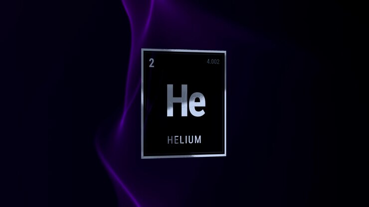 Helium Grundstofsymbol på Mørk Baggrund med Lilla Røg