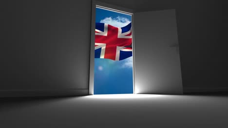 Britische-Flagge-Weht-Hinter-Der-Tür