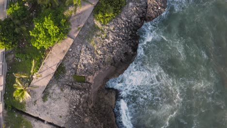 Top-down-view-over-south-coast-of-Santo-Domingo-in-Dominican-Republic