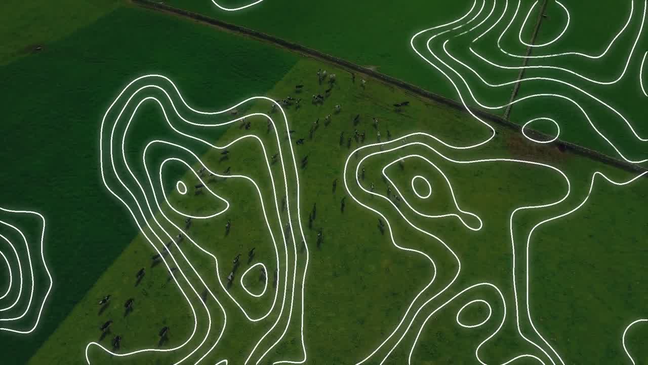 animación de líneas en movimiento sobre el paisaje