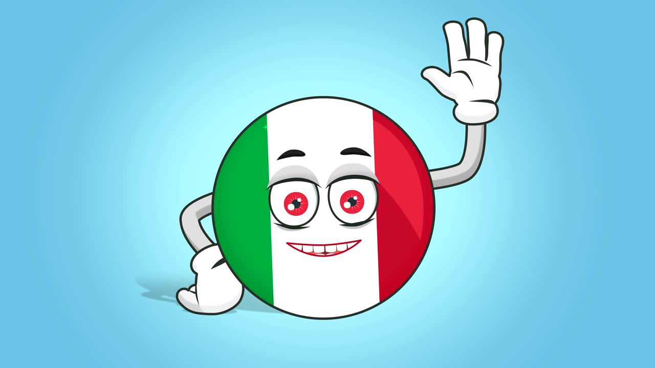 Icona a fumetti Bandiera Italia Ciao Salve con animazione facciale con maschera alfa