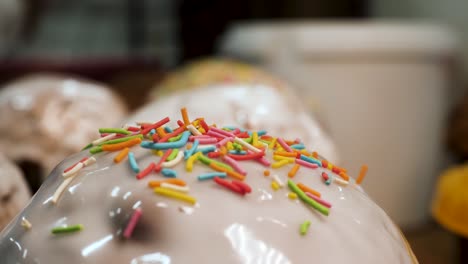 decorating easter bread with icing and sprinkles