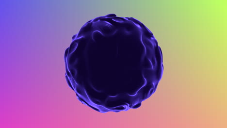 a blue sphere with a rainbow background