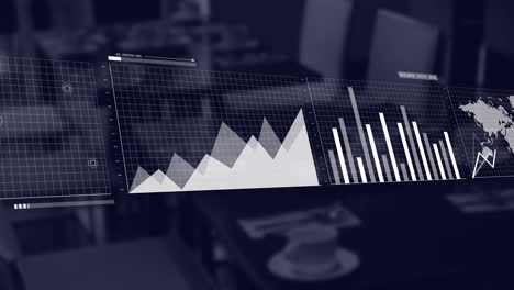 animación de las estadísticas y procesamiento de datos financieros en la oficina