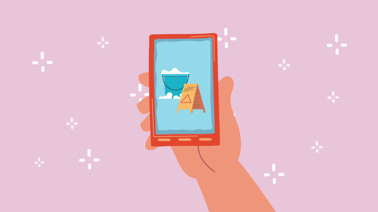 은 바닥 표지판과 버을 보여주는 스마트폰