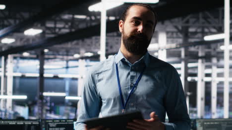 data center system administrator showcasing supercomputers gear and ai