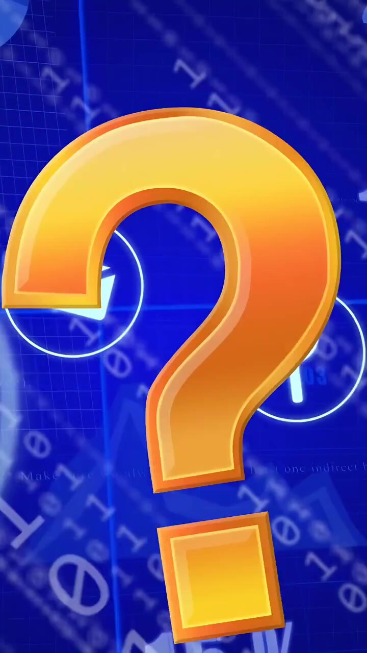 Vertical video: Question mark scaling center on data cue, hiding icons, charts moving showing doubt