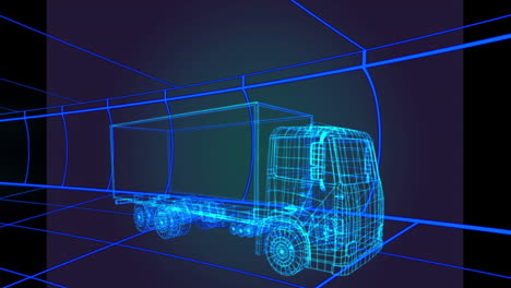 animación del dibujo 3d del coche y el fondo de la cuadrícula