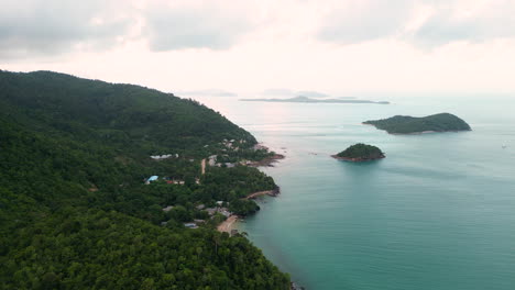 overhead shot of mu ko lanta national park in thailand near the beach, aerial orbital