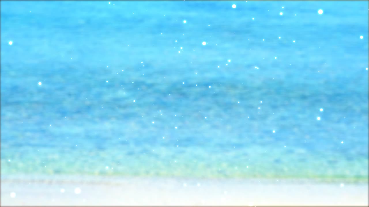 반이는 보케 입자 비행 해변과 은 바물 배경에 흐릿한 파도