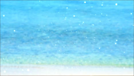 glow bokeh particles flying blur wave on beach and clear sea water background