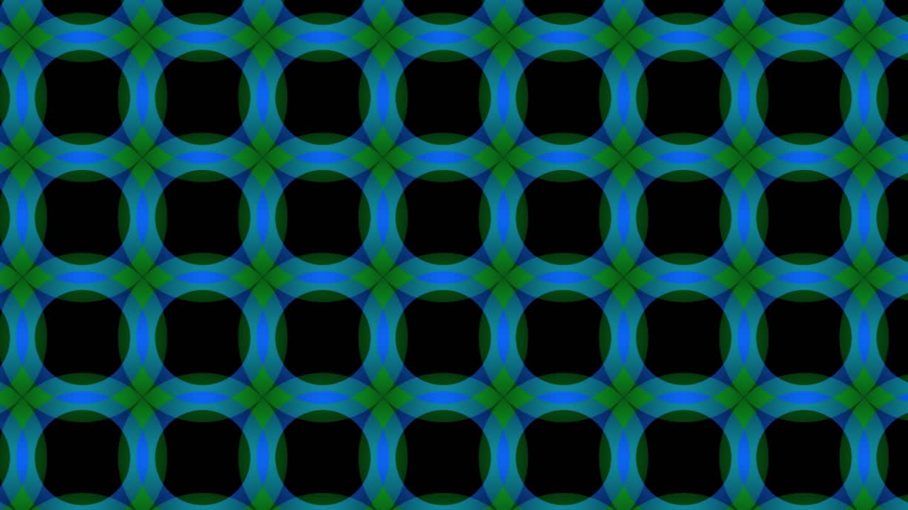 Abstracte achtergrondanimatie, rechts scrollend, met zwarte, groene, blauwe cirkels.