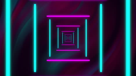 Animation-Eines-Digitalen-Neontunnels-Auf-Schwarzem-Hintergrund