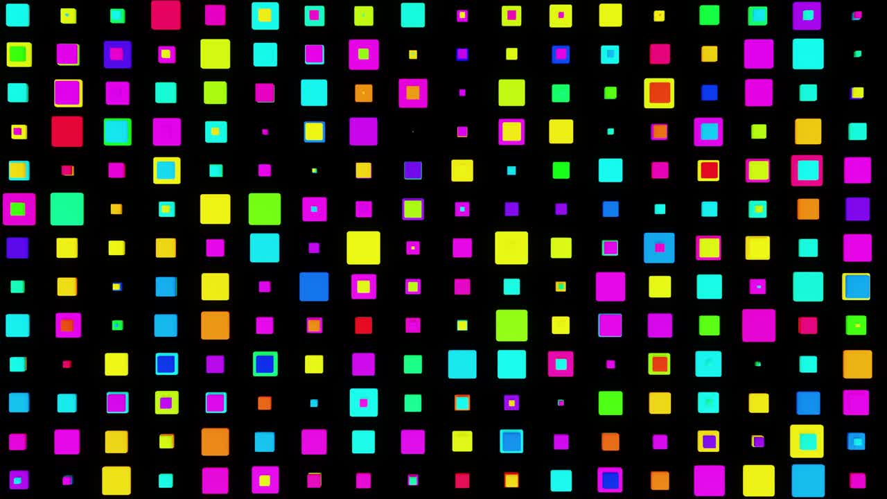 simple geometric background with colorful plates on plane flashing like neon lights, looping smooth animation in 4k. Creative colorful background. VJ loop.