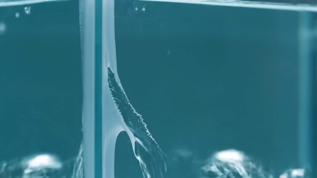 Clear Water Pouring in Glass Container