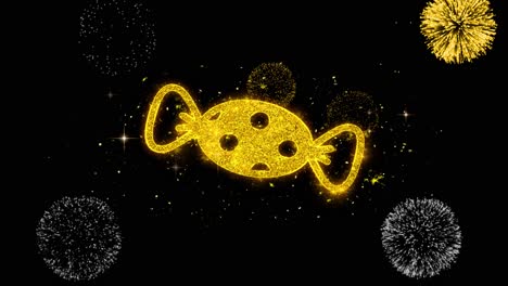 golden candy with fireworks
