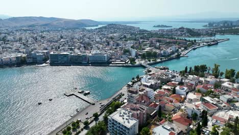 aerial footage of the famous bridge in chalcis, greece