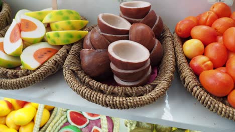 colorful display of artificial fruit