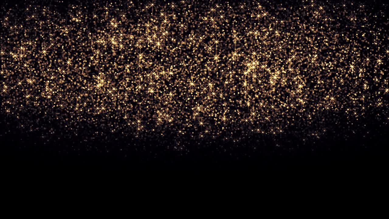 Stelle dorate e particelle che cadono. Loop continuo.