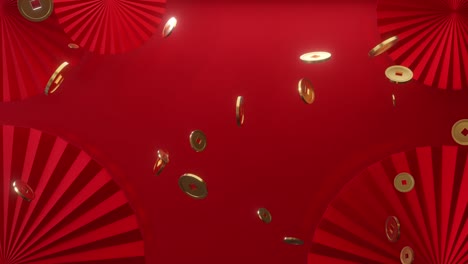 las monedas chinas caen para celebrar la riqueza. en el año nuevo chino