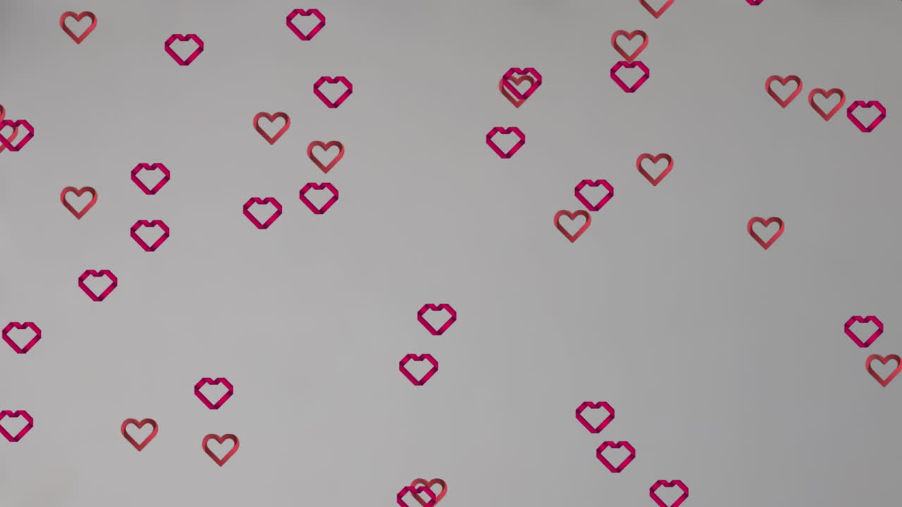 Animazione di icone di e cuori su sfondo grigio