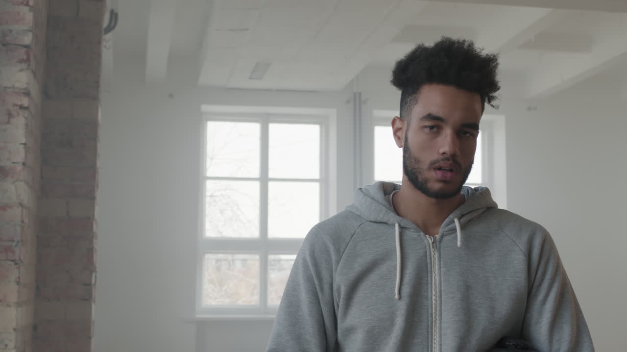 Exhausted Black Sportsman After Boxing Training