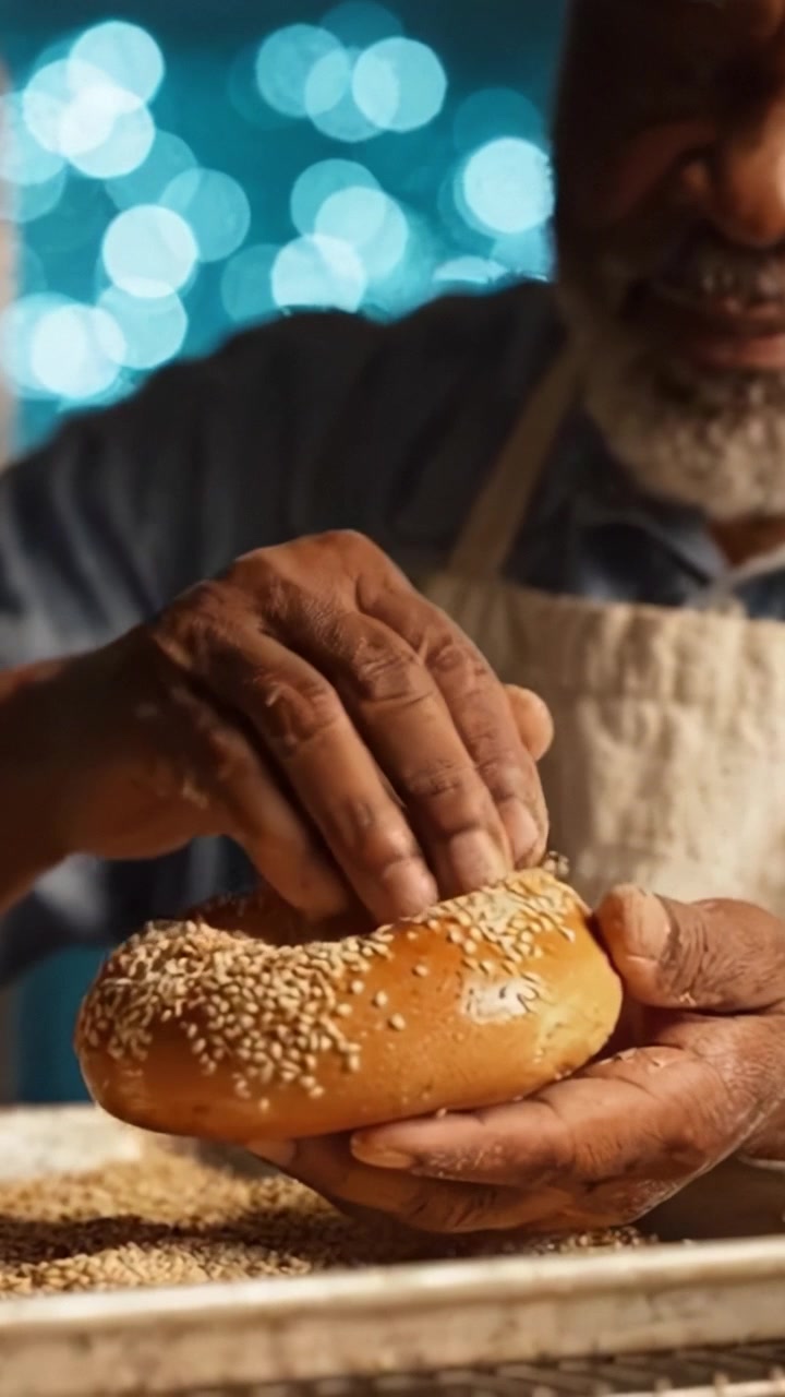 An Experienced Baker Showcasing Freshly Made Bagels, Highlighting Artistry, Passion, and Tradition in the Craft of Artisan Bread Making