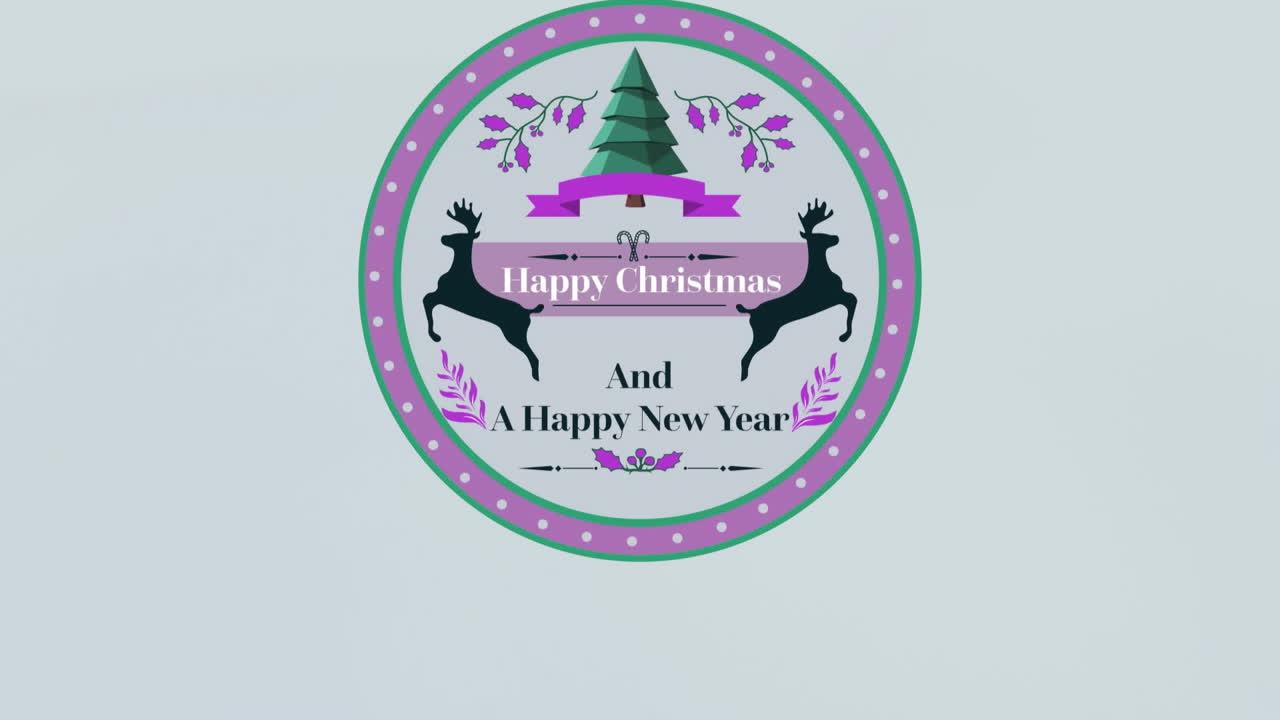 animación de felicitaciones de navidad en etiqueta en fondo gris