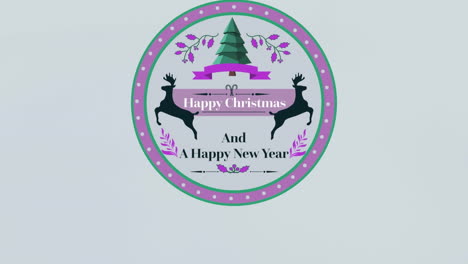 animation of christmas greetings on tag on grey background