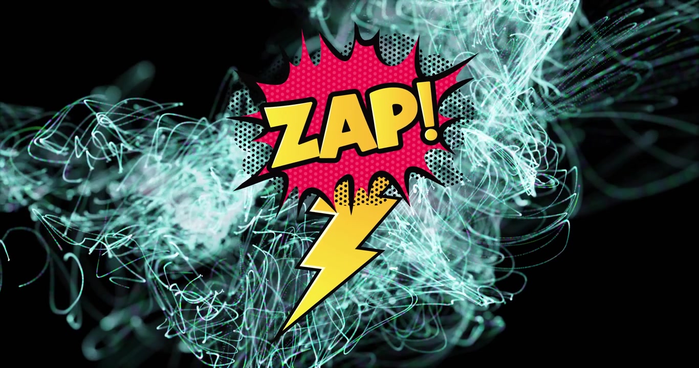 แอนิเมชันของข้อความ 'zap' เหนือแสงริ้ว