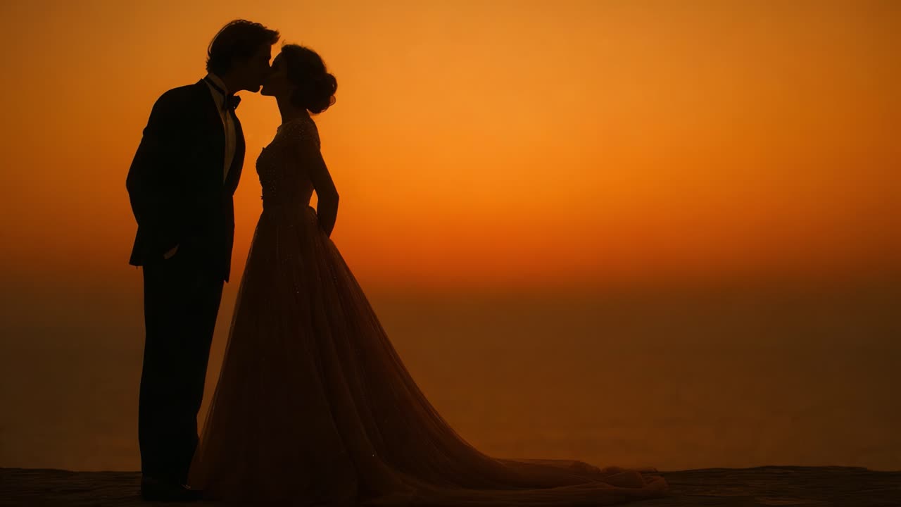 A Romantic Sunset Embrace: Capturing the Intimate Moment Between Two Lovers Lost in Each Other Amidst a Gorgeous Sunset