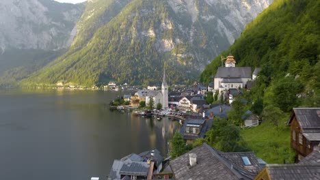 Filmische-Einspielung-Von-Hallstatt,-Österreich-Bei-Sonnenaufgang