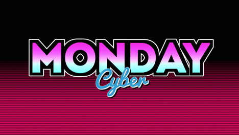 retro cyber monday text with lines on red gradient