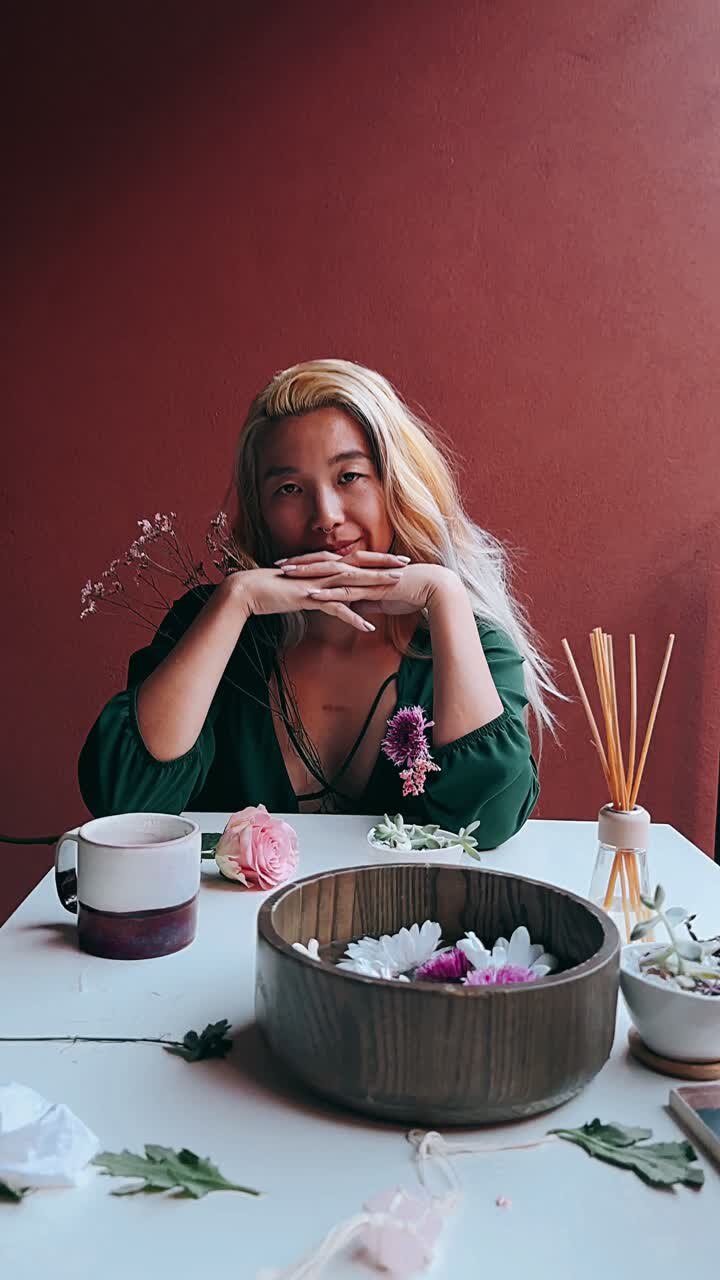 Kvinne med blomster