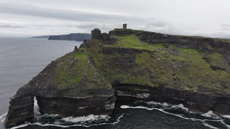 aerial orbit shot of epic coastal cliffs