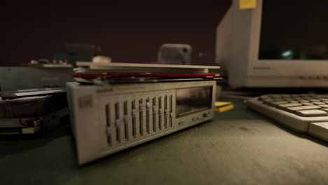 old computers from the 80s in an abandoned computing center