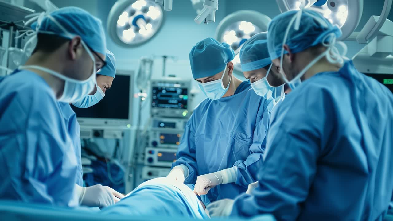 Surgical team performing operation in modern operating room