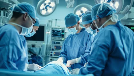 surgical team performing operation in modern operating room