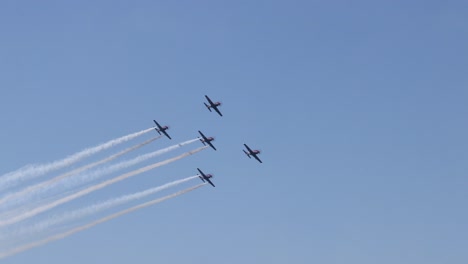 aerial display of synchronized airplane maneuvers