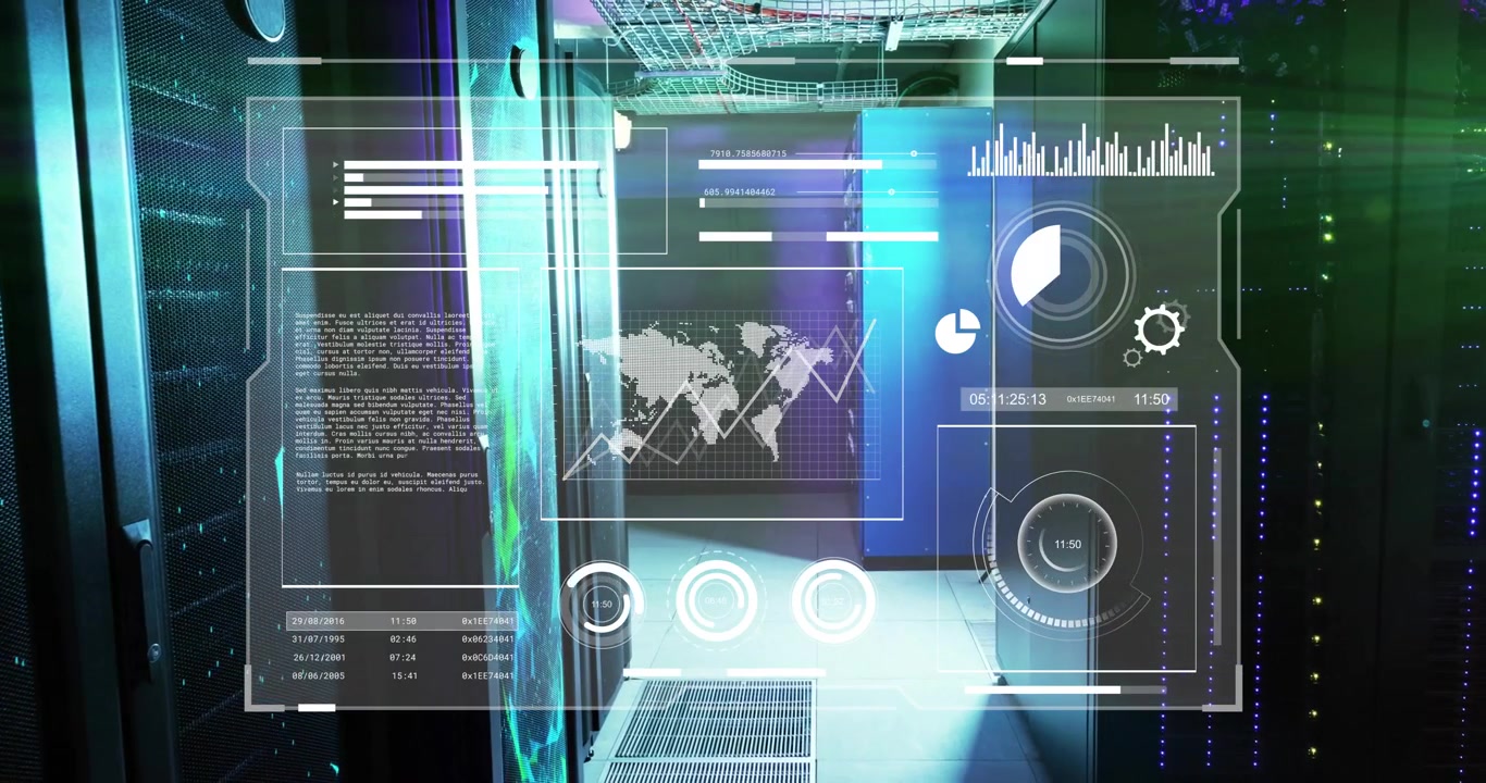Animation of digital data processing over computer servers