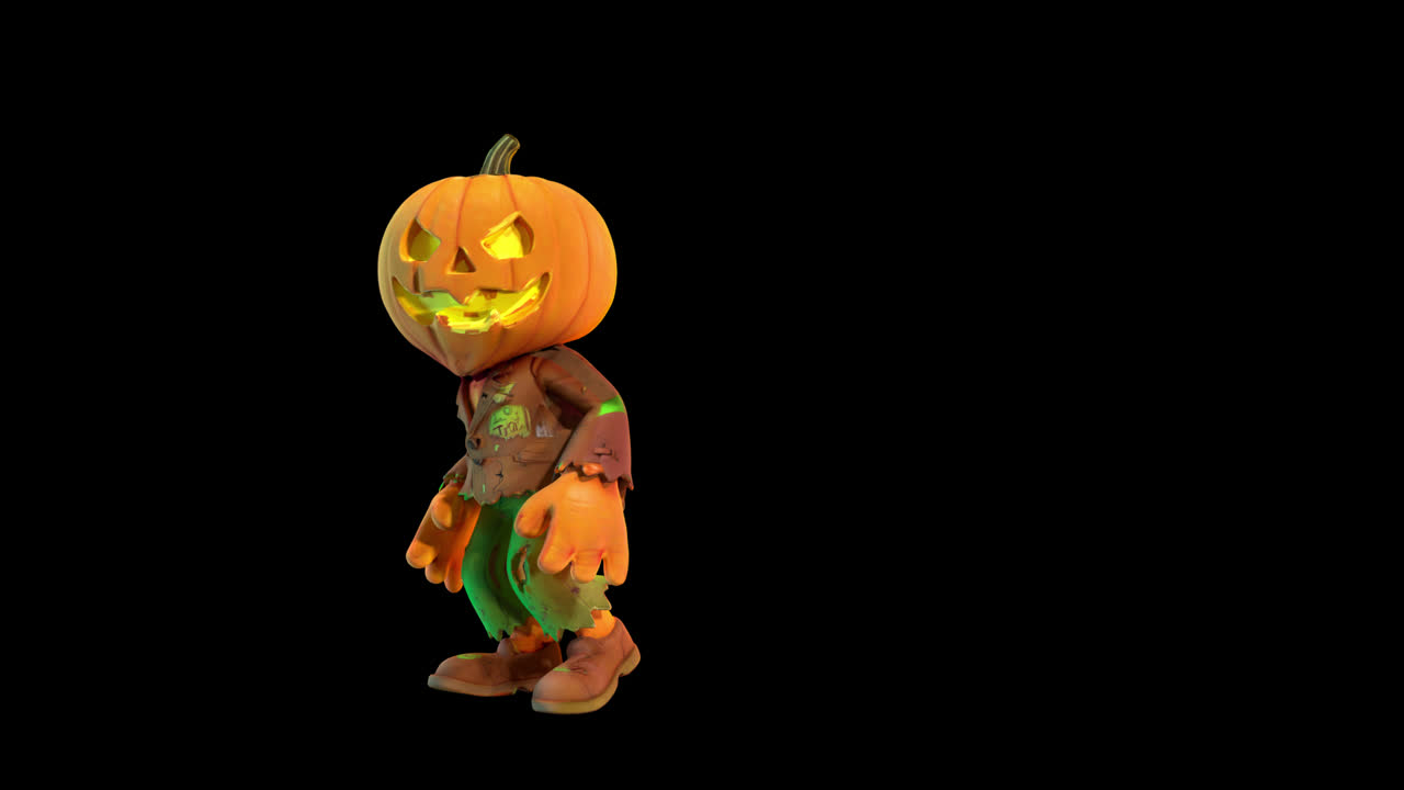 Personaggio Testa di Zucca Birichino che Balla e Gesticola