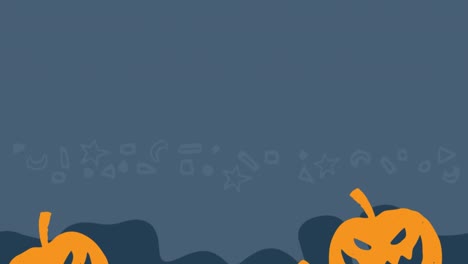 Animation-of-flying-pumpkins-over-grey-background