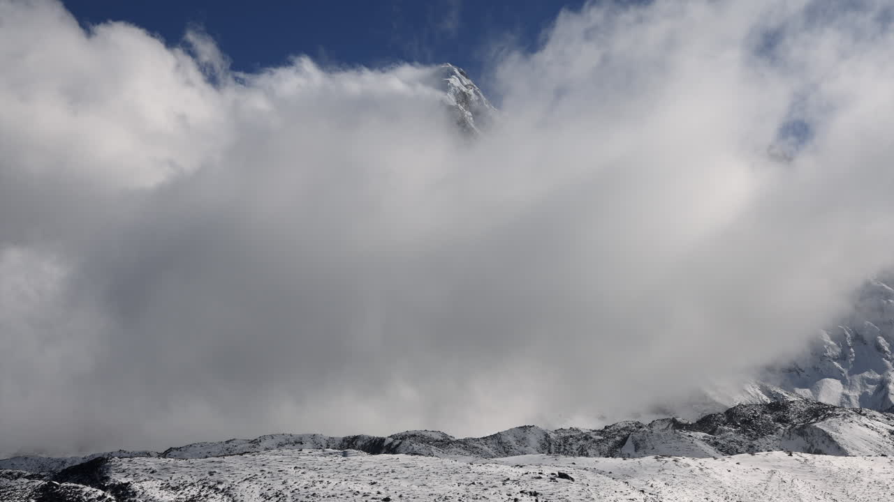 Time lapse over mountains and clouds in Nepal.