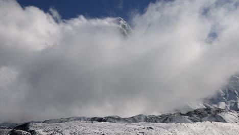 time lapse over mountains and clouds in nepal.