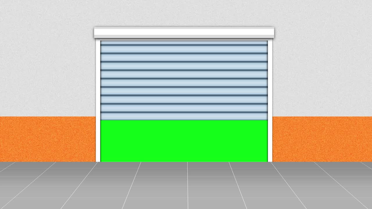 셔터는 색과 오렌지색 벽에 chromakey를 보여주기 위해 올라갑니다