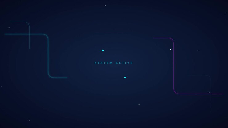 Digital Interface Display with System Active Text and Abstract Lines