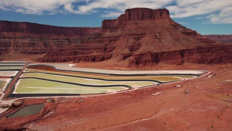 slow panning shot of the potash ponds in moab, utah on a nice day