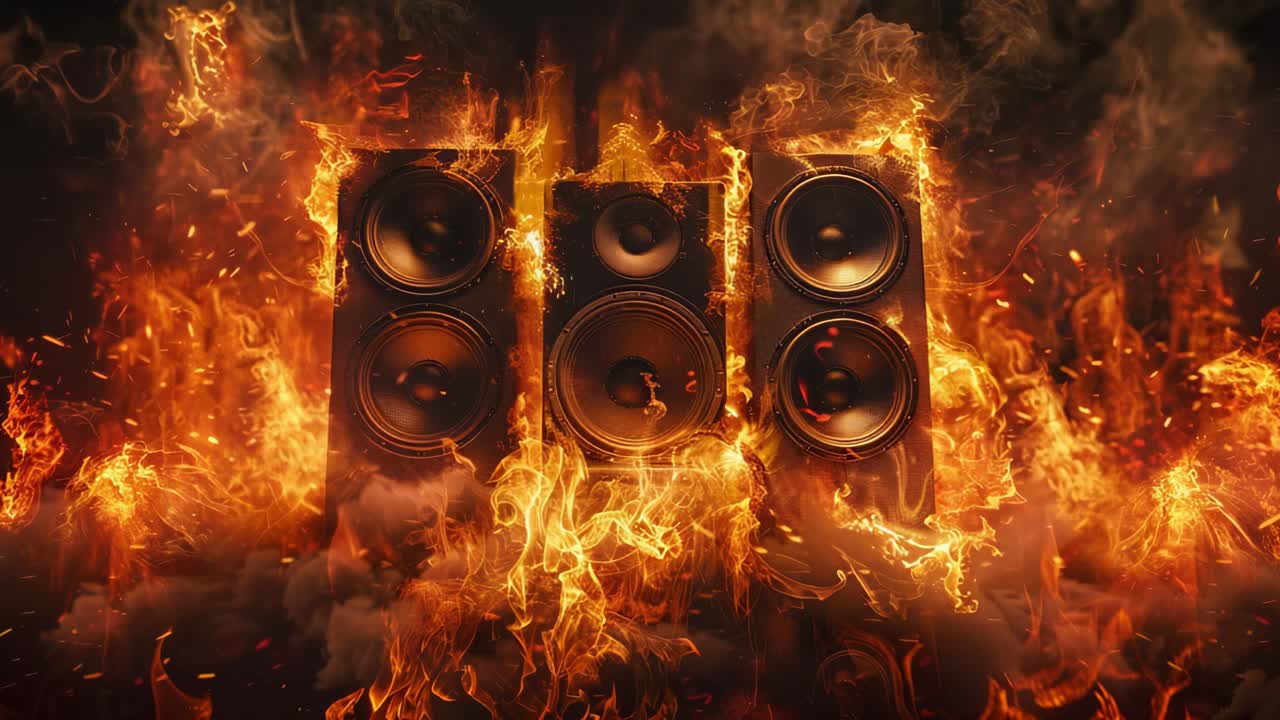 화재에 싸인 스피커